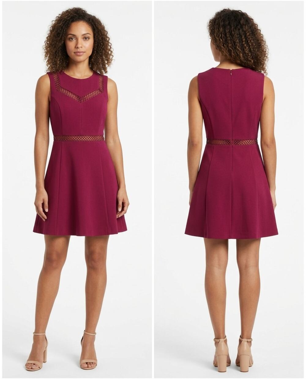 Express Magenta Pink Lace Cutout Sleeveless A-Line Dress Women Size 2